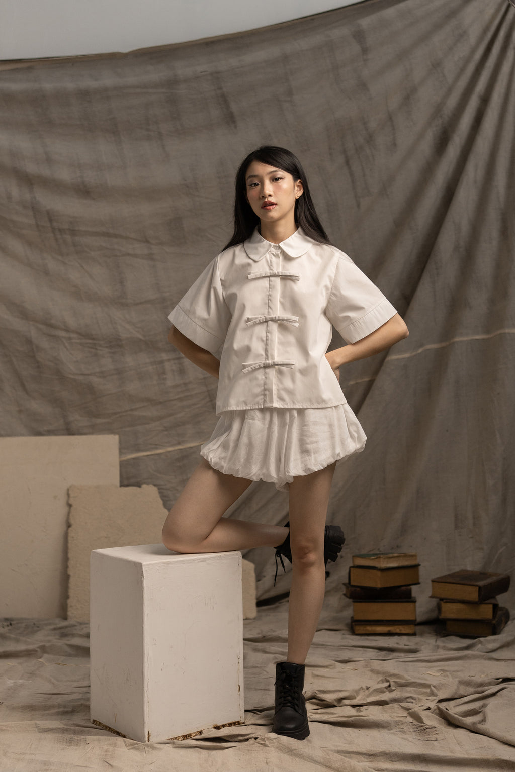 Bouquet Ribbon Shirt in Buttermilk