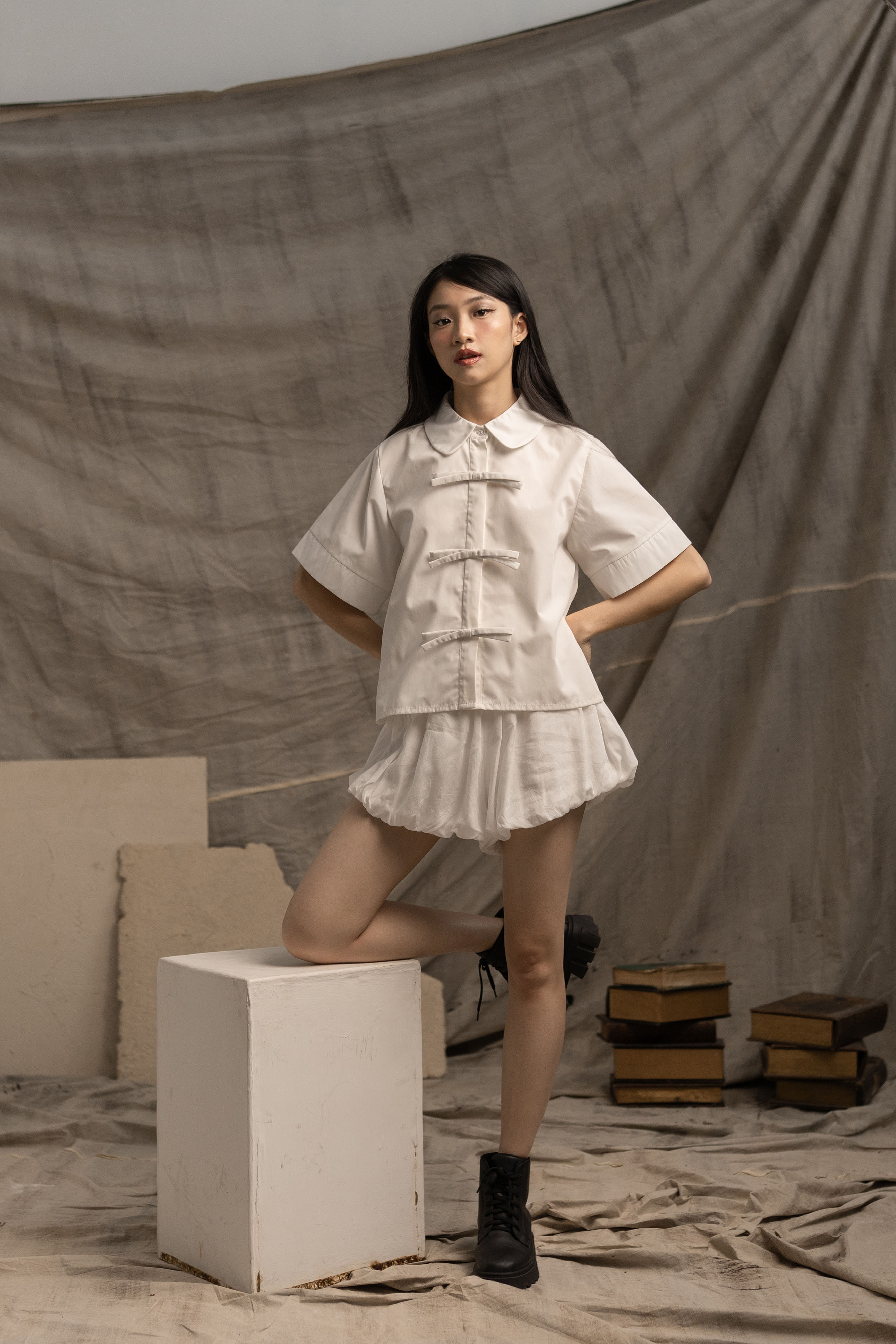 Bouquet Ribbon Shirt in Buttermilk