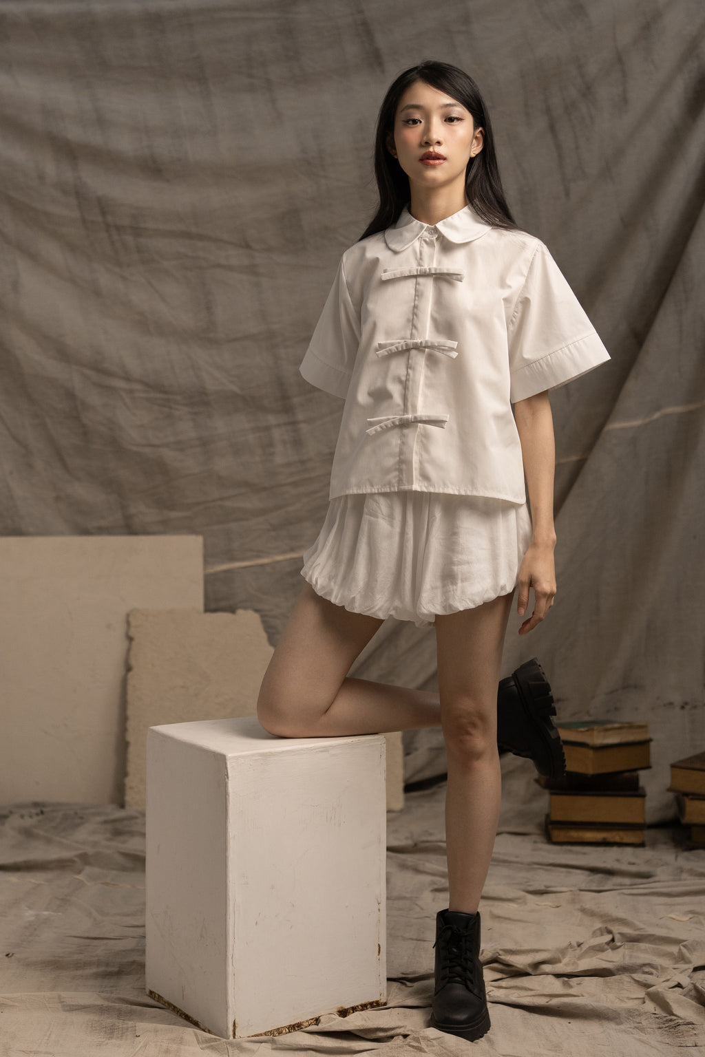 Bouquet Ribbon Shirt in Buttermilk