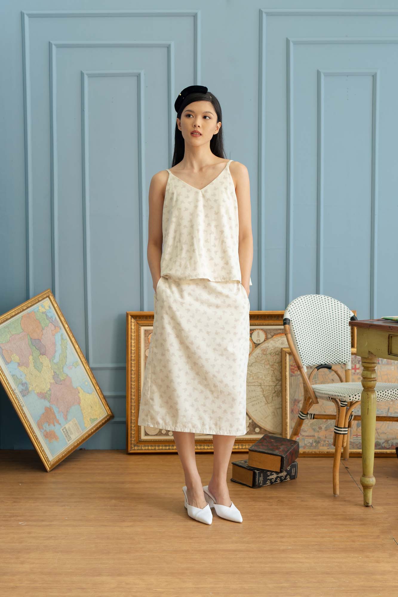 Mickey Mouse Pattern Tanktop in White