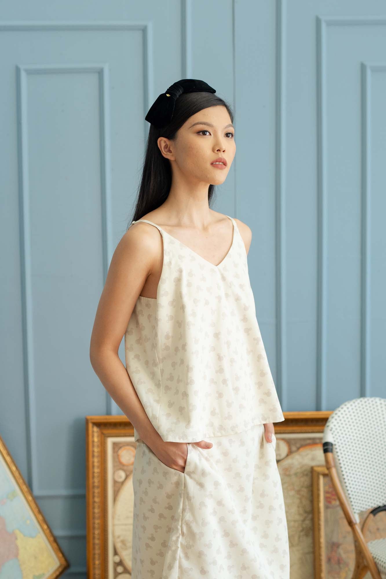 Mickey Mouse Pattern Tanktop in White