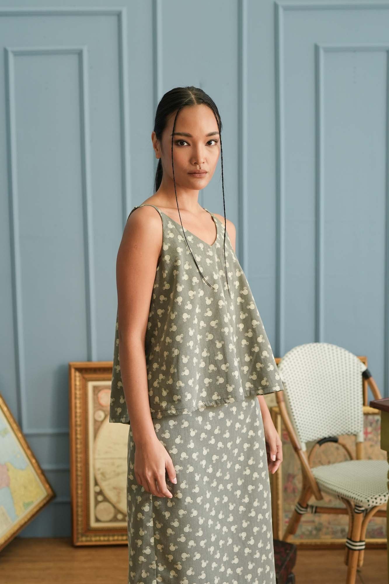 Mickey Mouse Pattern Tanktop in Grey