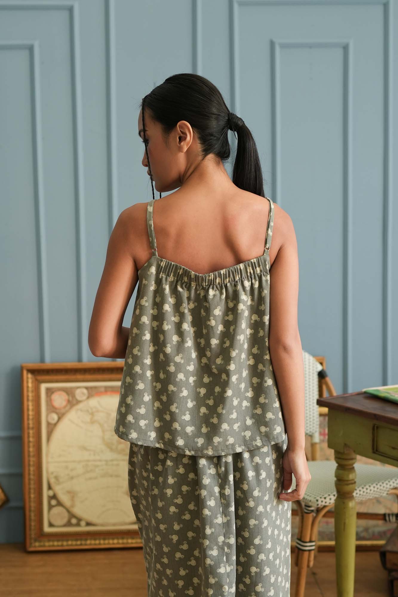 Mickey Mouse Pattern Tanktop in Grey