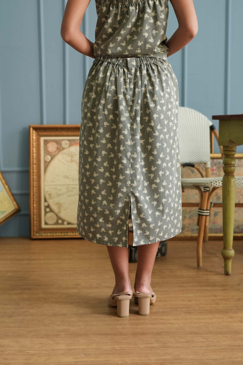 Mickey Mouse Pattern Skirt in Grey