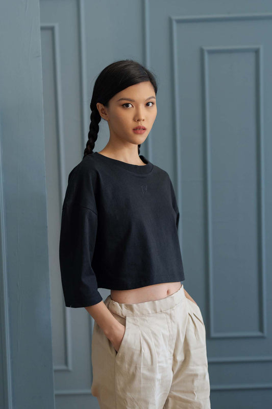NVR Anagram Crop T-shirt in Licorice